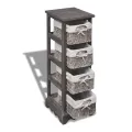 Étagère de rangement Bois Marron 4 paniers en tissage