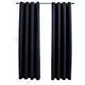 Rideaux occultants avec anneaux 2 pièces Noir 137 x 213 cm Tissu