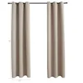 Rideaux occultants avec anneaux 2 pièces Beige 97x160 cm Tissu