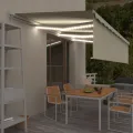 Auvent manuel rétractable avec store et LED 6x3 m Crème