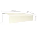 Auvent manuel rétractable avec store et LED 6x3 m Crème