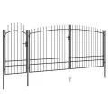 Portail de clôture de jardin avec dessus en lance 5x2,45 m Noir