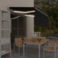 Auvent rétractable manuel avec store LED 3,5x2,5 m Anthracite