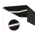 Auvent rétractable manuel avec store LED 3,5x2,5 m Anthracite