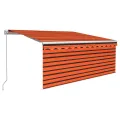 Auvent rétractable manuel store et LED 3x2,5 m Orange et marron