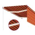 Auvent rétractable manuel store et LED 3x2,5 m Orange et marron