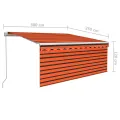 Auvent rétractable manuel store et LED 3x2,5 m Orange et marron