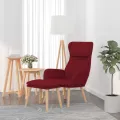 Chaise de relaxation avec tabouret Rouge bordeaux Velours
