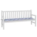 Coussin de banc d'extérieur rayé bleu & blanc 180x50x4 cm Tissu Oxford
