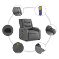 Fauteuil de massage inclinable gris similicuir