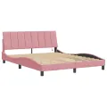 Cadre de lit avec LED sans matelas rose 160x200 cm velours