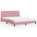 Cadre de lit avec LED sans matelas rose 160x200 cm velours
