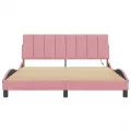 Cadre de lit avec LED sans matelas rose 160x200 cm velours