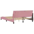 Cadre de lit avec LED sans matelas rose 160x200 cm velours