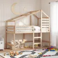 Lit superposé avec échelle et toit sans matelas 90x190 cm