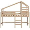 Lit superposé avec échelle et toit sans matelas 90x190 cm