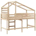 Lit superposé avec échelle et toit sans matelas 90x190 cm