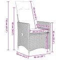 Ensemble à manger de jardin et coussins 7 pcs gris rotin