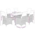 Ensemble à manger de jardin et coussins 7 pcs beige poly rotin