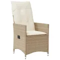 Ensemble de bistro de jardin 9 pcs coussins beige poly rotin