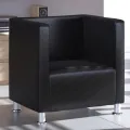 Fauteuil cube en similicuir noir
