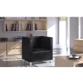 Fauteuil cube en similicuir noir
