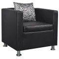 Fauteuil cube en similicuir noir