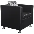 Fauteuil cube en similicuir noir