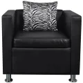 Fauteuil cube en similicuir noir