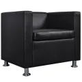 Fauteuil cube en similicuir noir
