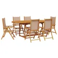 Ensemble à manger de jardin 7 pcs taupe tissu et bois massif