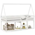 Lit haut sans matelas blanc 80x200 cm bois de pin massif