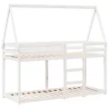 Lit superposé sans matelas blanc 80x200 cm bois de pin massif