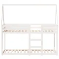 Lit superposé sans matelas blanc 80x200 cm bois de pin massif