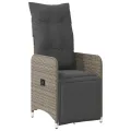 Ensemble de bistro de jardin 7 pcs coussins gris poly rotin
