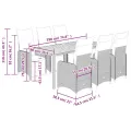 Ensemble de bistro de jardin 7 pcs coussins gris poly rotin