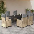 Ensemble à manger de jardin coussins 7 pcs mélange beige rotin