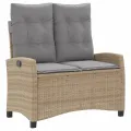 Ensemble à manger de jardin coussins 4 pcs beige résine tressée