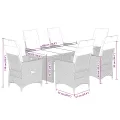 Ensemble à manger de jardin et coussins 7 pcs gris rotin