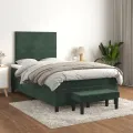 Sommier à lattes de lit avec matelas vert foncé 120x190 cm