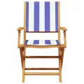 Ensemble à manger de jardin 5 pcs bleu blanc tissu bois massif