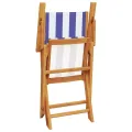 Ensemble à manger de jardin 5 pcs bleu blanc tissu bois massif