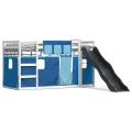 Lit superposé sans matelas avec toboggan et rideaux 90x200 cm