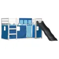 Lit superposé sans matelas avec toboggan et rideaux 90x200 cm
