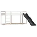 Lit superposé sans matelas avec toboggan et rideaux 90x200 cm