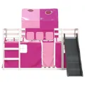 Lit superposé sans matelas avec toboggan et rideaux 90x200 cm