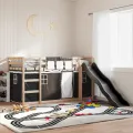 Lit superposé sans matelas avec toboggan blanc noir 90x200 cm