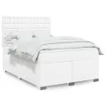 Sommier à lattes de lit avec matelas Blanc 160x200cm Similicuir