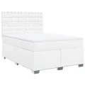 Sommier à lattes de lit avec matelas Blanc 160x200cm Similicuir