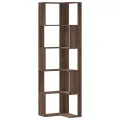 Bibliothèque d'angle à 5 niveaux chêne marron bois d'ingénierie